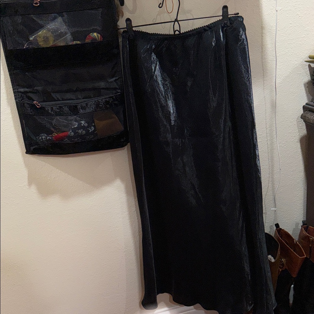 Women's Black Satin Maxi Skirt - Classic Evening Skirt